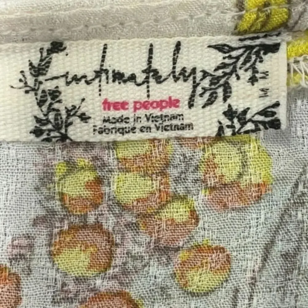 Free People Floral Handkerchief Midi Dress in Cream and Yellow